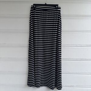 Forever 21 Maxi Skirt Womens Size L Striped Black White Casual Long Skirt